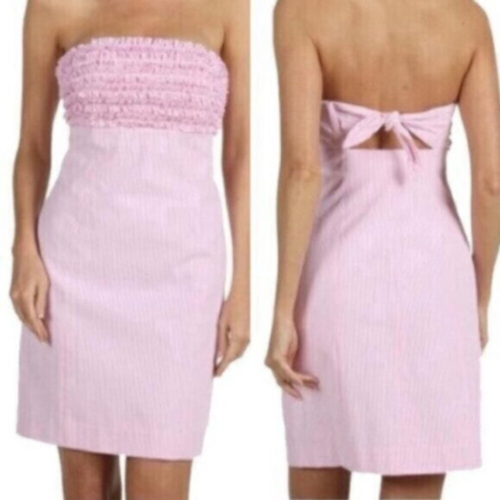 Lilly Pulitzer Light Pink Strapless Seersucker Dress